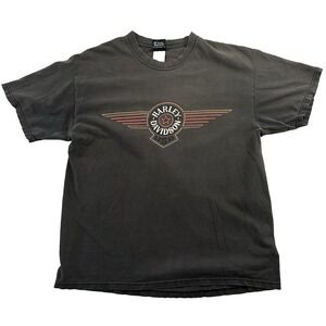 Vintage‎ Harley Davidson T Shirt L Greensboro NC Train Plane Motorcycle 90s USA